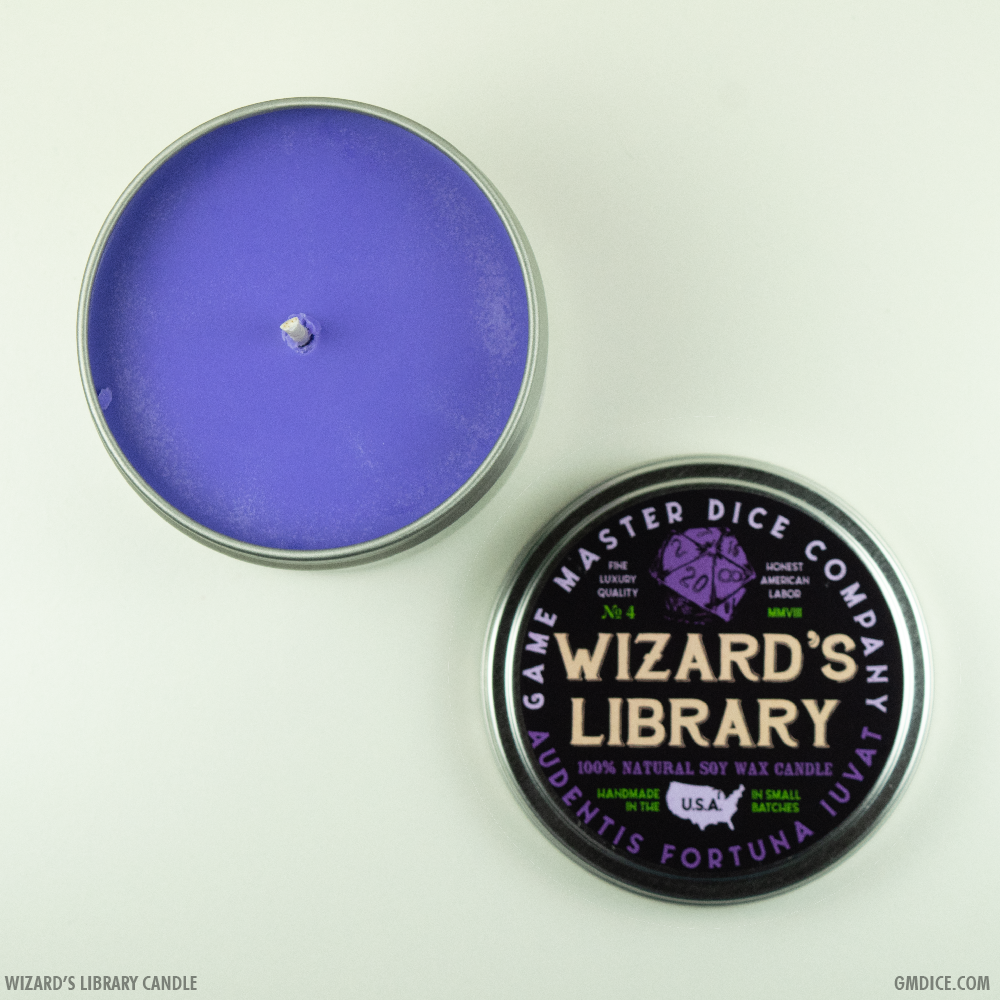 Wizard's Library Gaming Candle: 8oz Tin - QuestChest