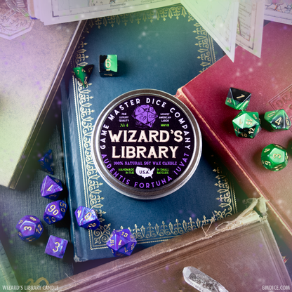 Wizard's Library Gaming Candle: 8oz Tin - QuestChest