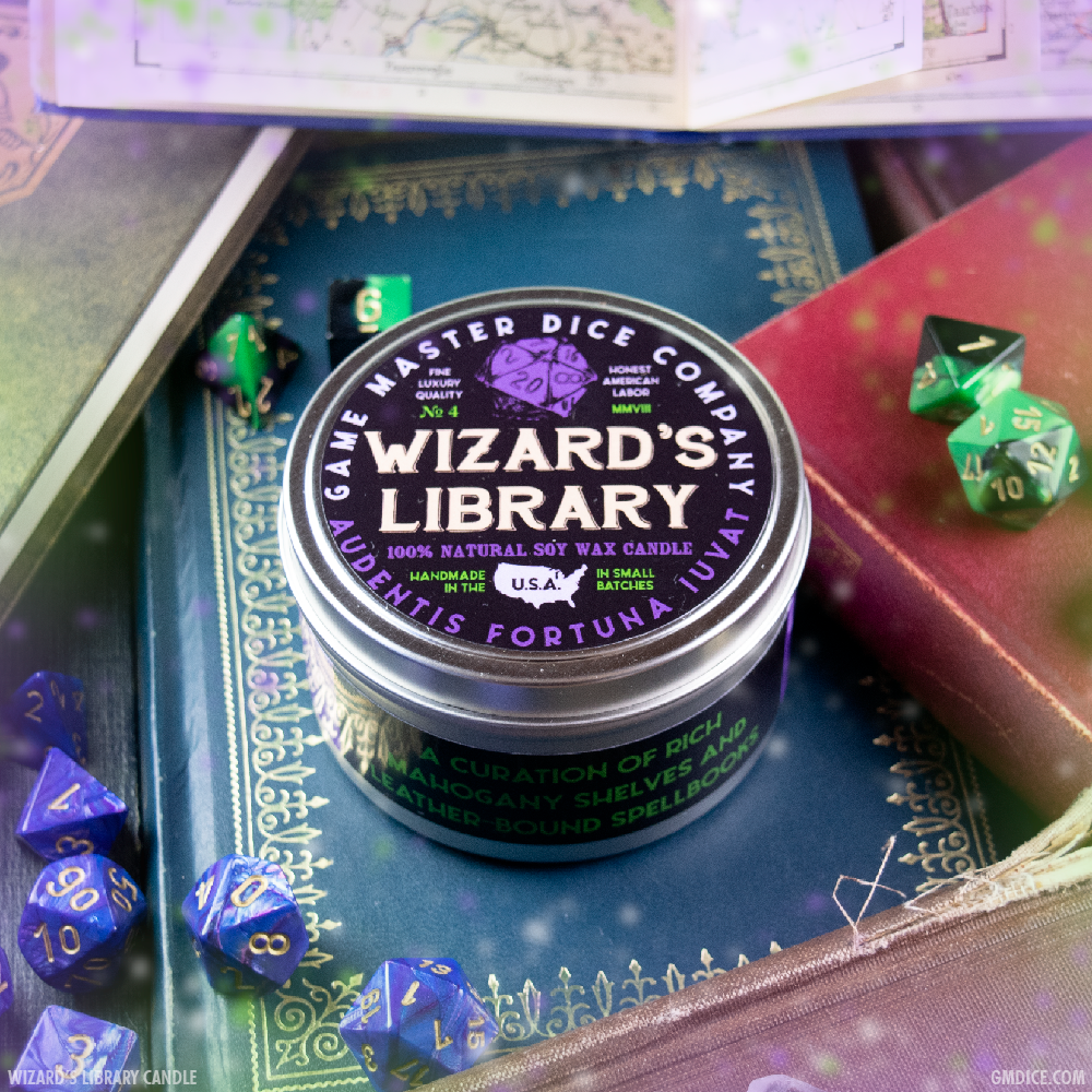 Wizard's Library Gaming Candle: 8oz Tin - QuestChest