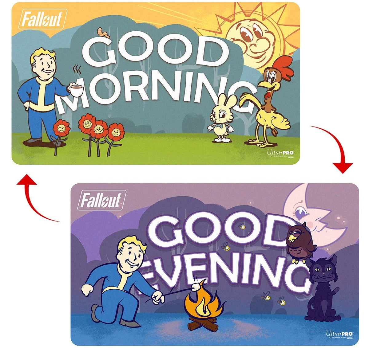 UP - PLAYMAT - FALLOUT VAULT BOY GOOD MORNING/GOOD EVENING DOUBLE SIDED