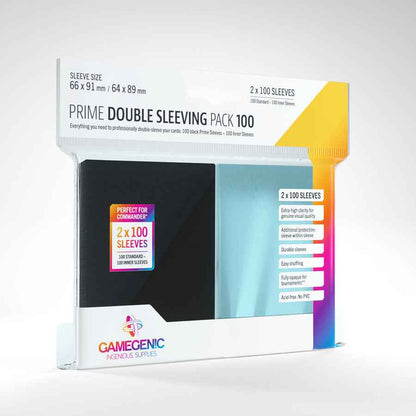 Gamegenic - Prime Double Sleeving Pack Sleeves - Clear/Black (2x100)